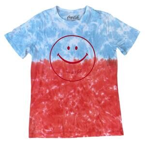 NWT Chaser & Coca-Cola Smiley Retro Tie-Dye Cotton Shirt, Men's Size MEDIUM